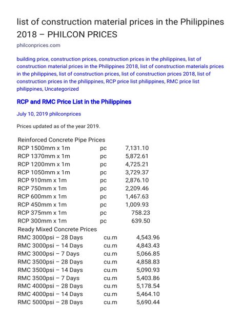 00 for 10mm and P145. . Price list of construction materials in the philippines 2022 pdf